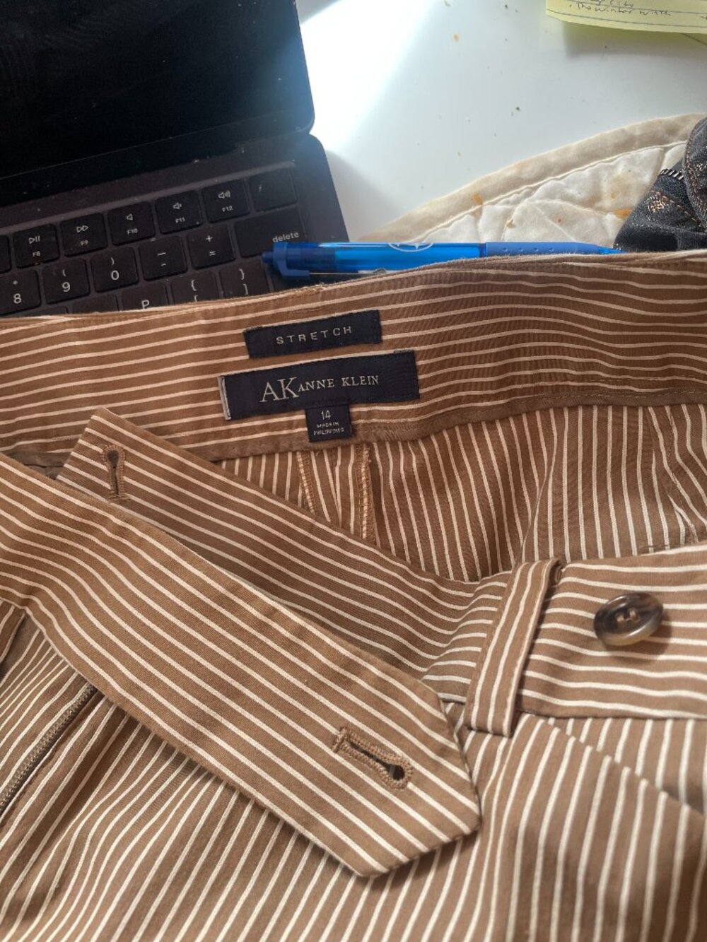 Striped summer straight leg trousers